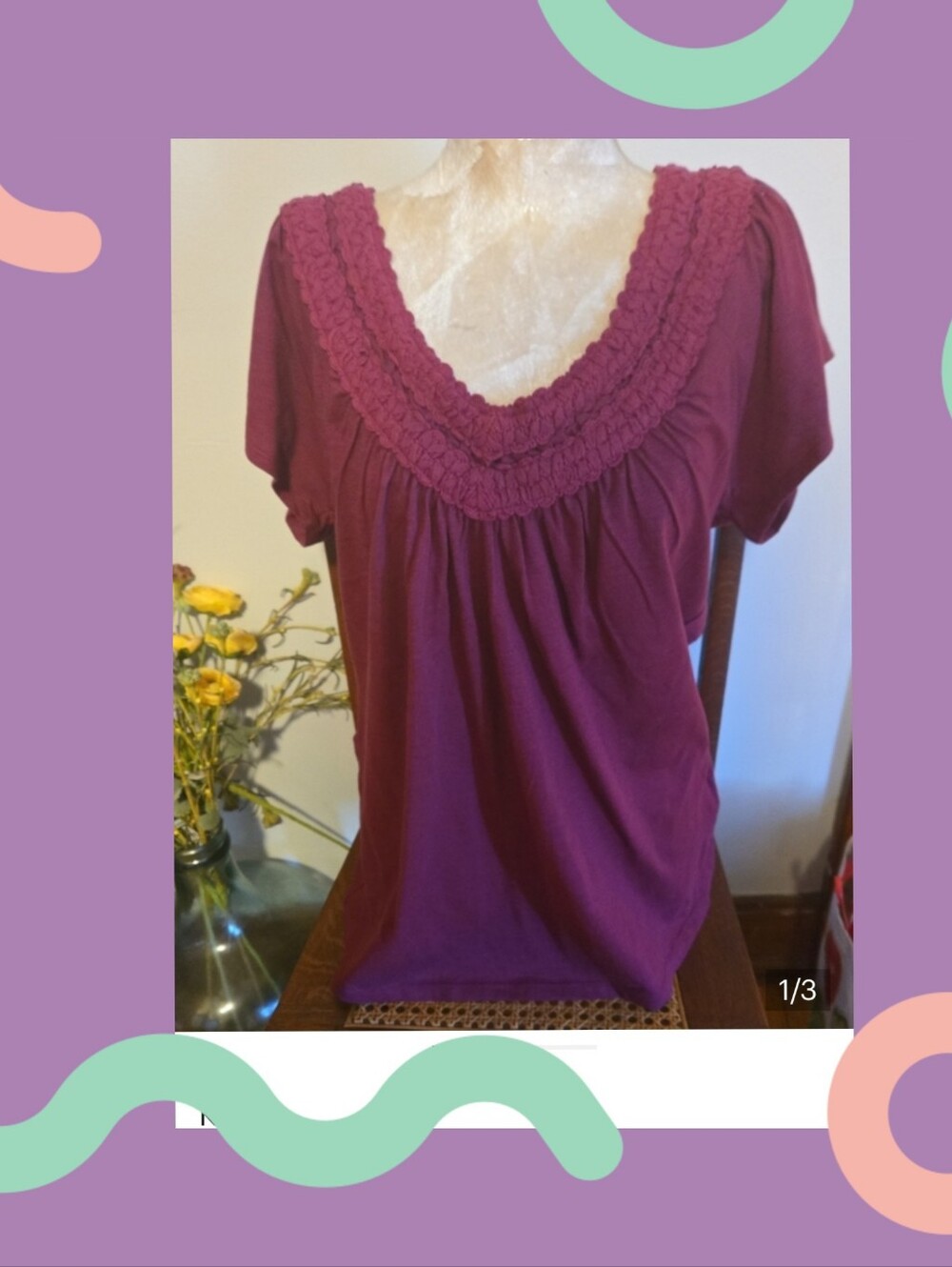 Kiara Short Sleeve Scoop Top in Plum Size Medium